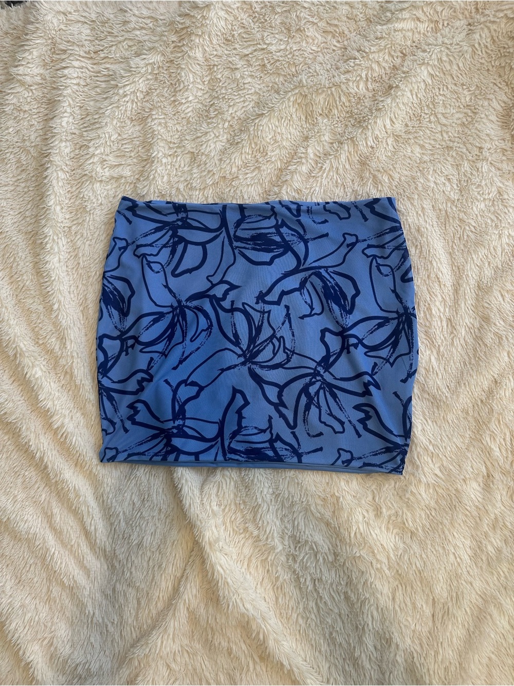 Tiger Mist Blue Floral-Print Micro Mini Skirt